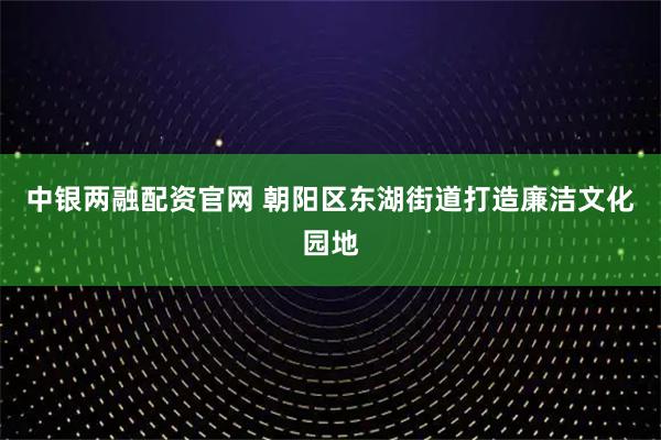 中银两融配资官网 朝阳区东湖街道打造廉洁文化园地